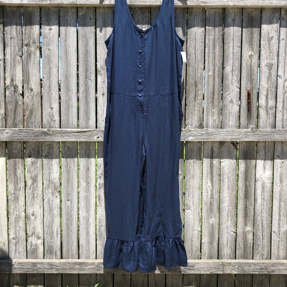 Chelsea28 Button Front Ruffle Hem Jumpsuit - Picture 2 of 7